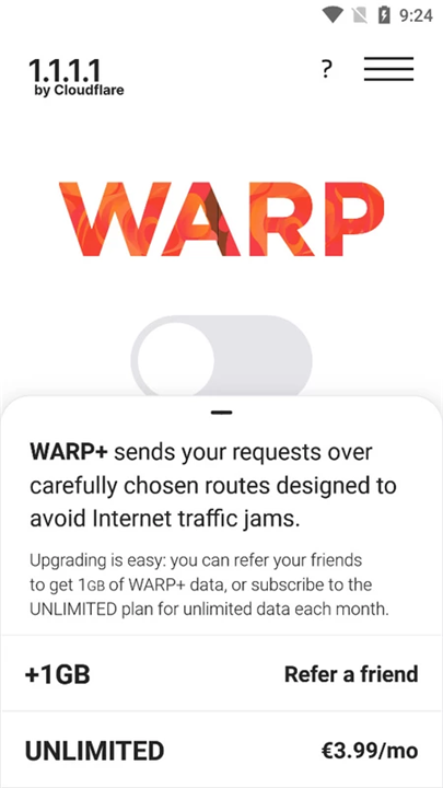 1.1.1.1 WARP: Safer Internet screenshot