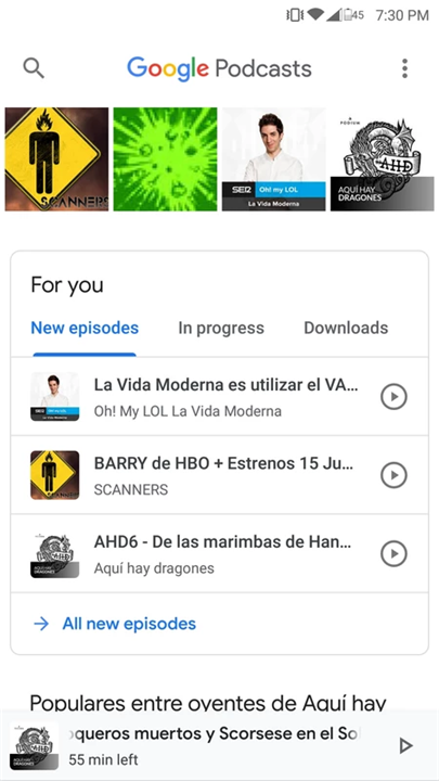 Google Podcasts screenshot