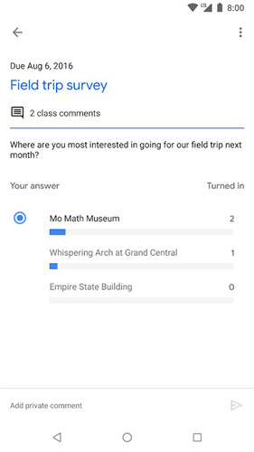 Google Classroom screenshot