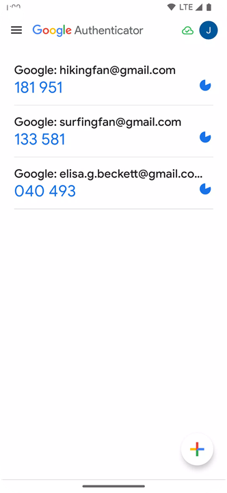 Google Authenticator screenshot