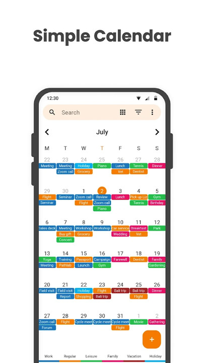 Simple Calendar screenshot