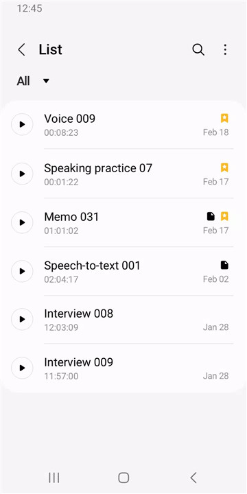 Samsung Voice Recorder screenshot