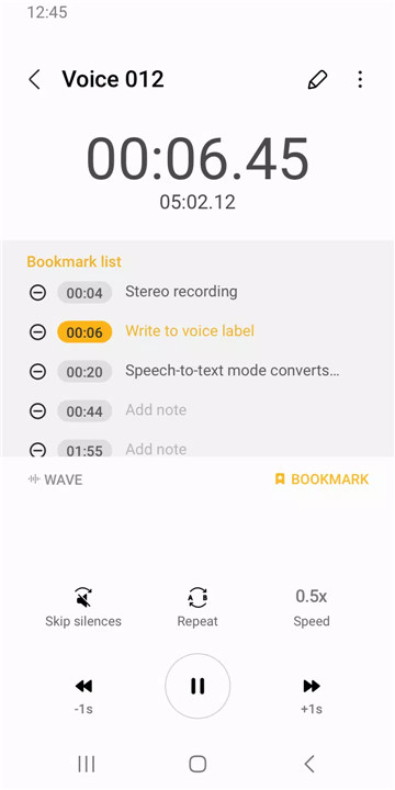 Samsung Voice Recorder screenshot