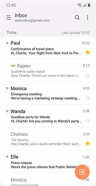 Samsung Email screenshot