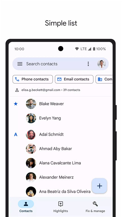 Contacts screenshot