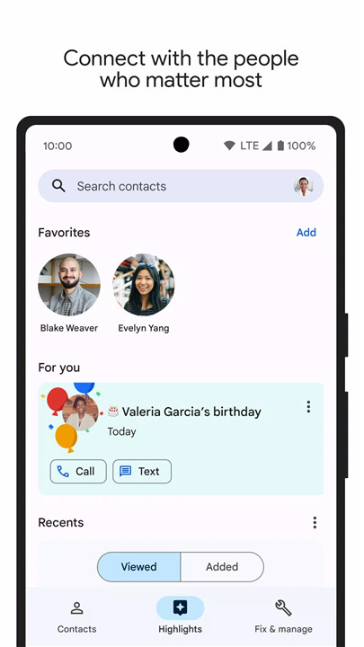 Contacts screenshot