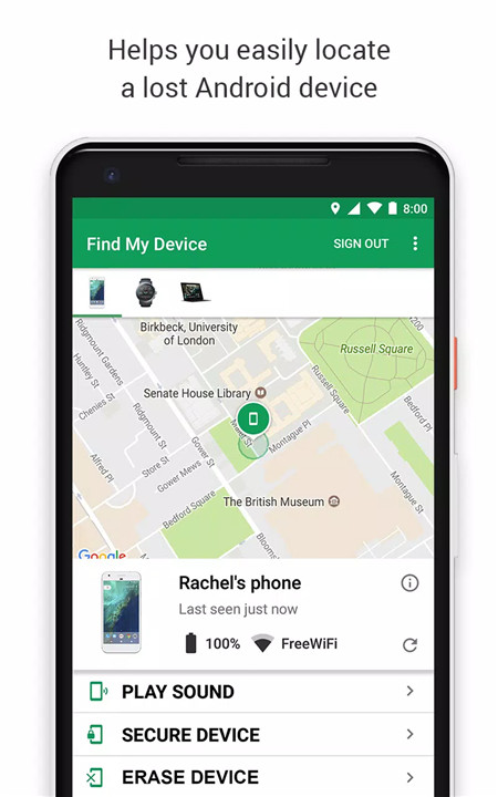 Google Find My Device screenshot