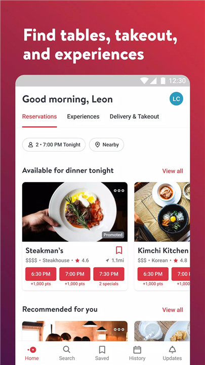 OpenTable screenshot