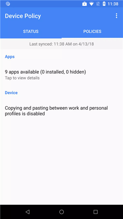 Android Device Policy screenshot