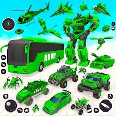 Army Bus Robot Car Games 3D