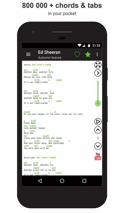 Guitar chords and tabs screenshot