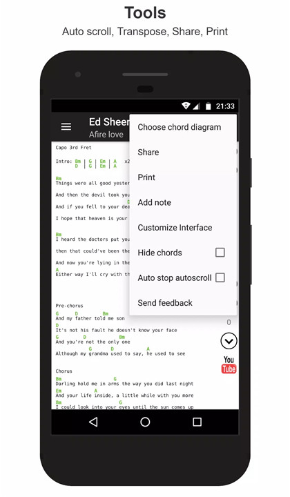 Guitar chords and tabs screenshot