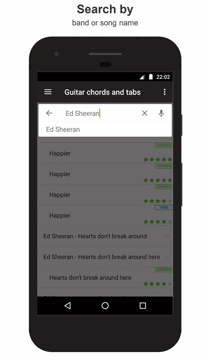 Guitar chords and tabs screenshot