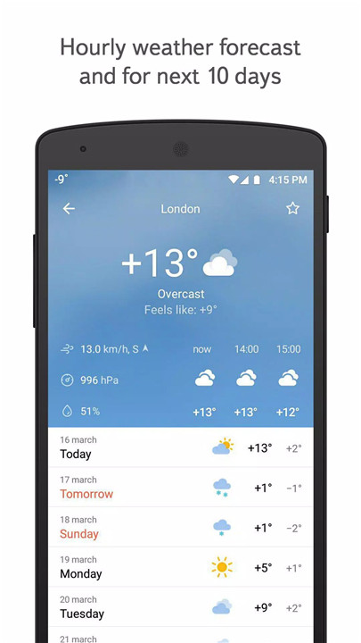 Yandex Weather screenshot