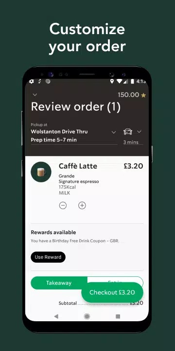 Starbucks UK screenshot