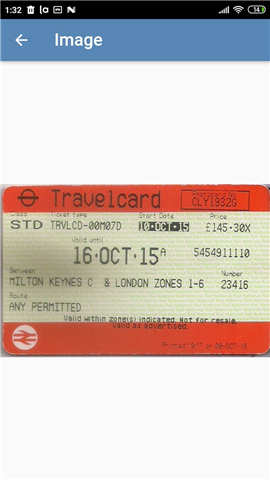 Transport Ticket Identifier screenshot