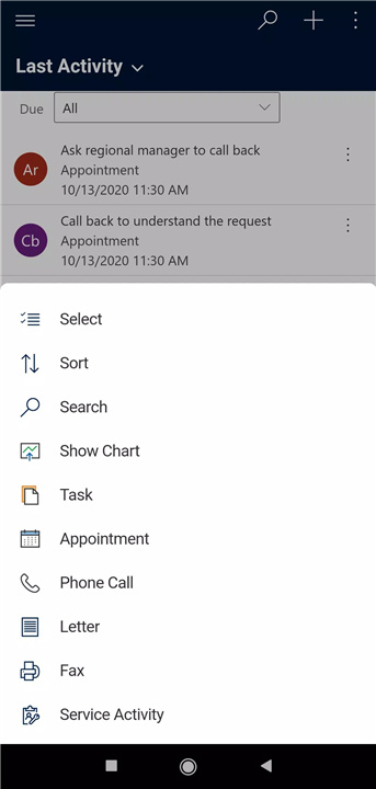 Dynamics 365 for Phones screenshot