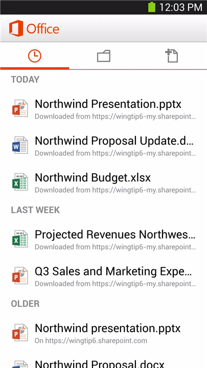 Microsoft Office Mobile screenshot