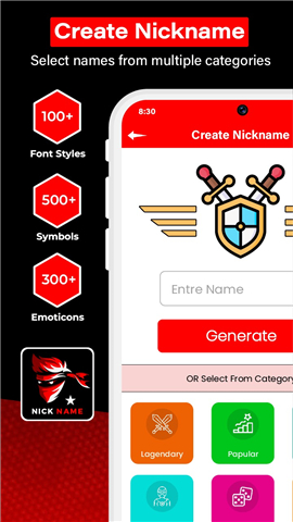 Stylish Nickname Generator App screenshot