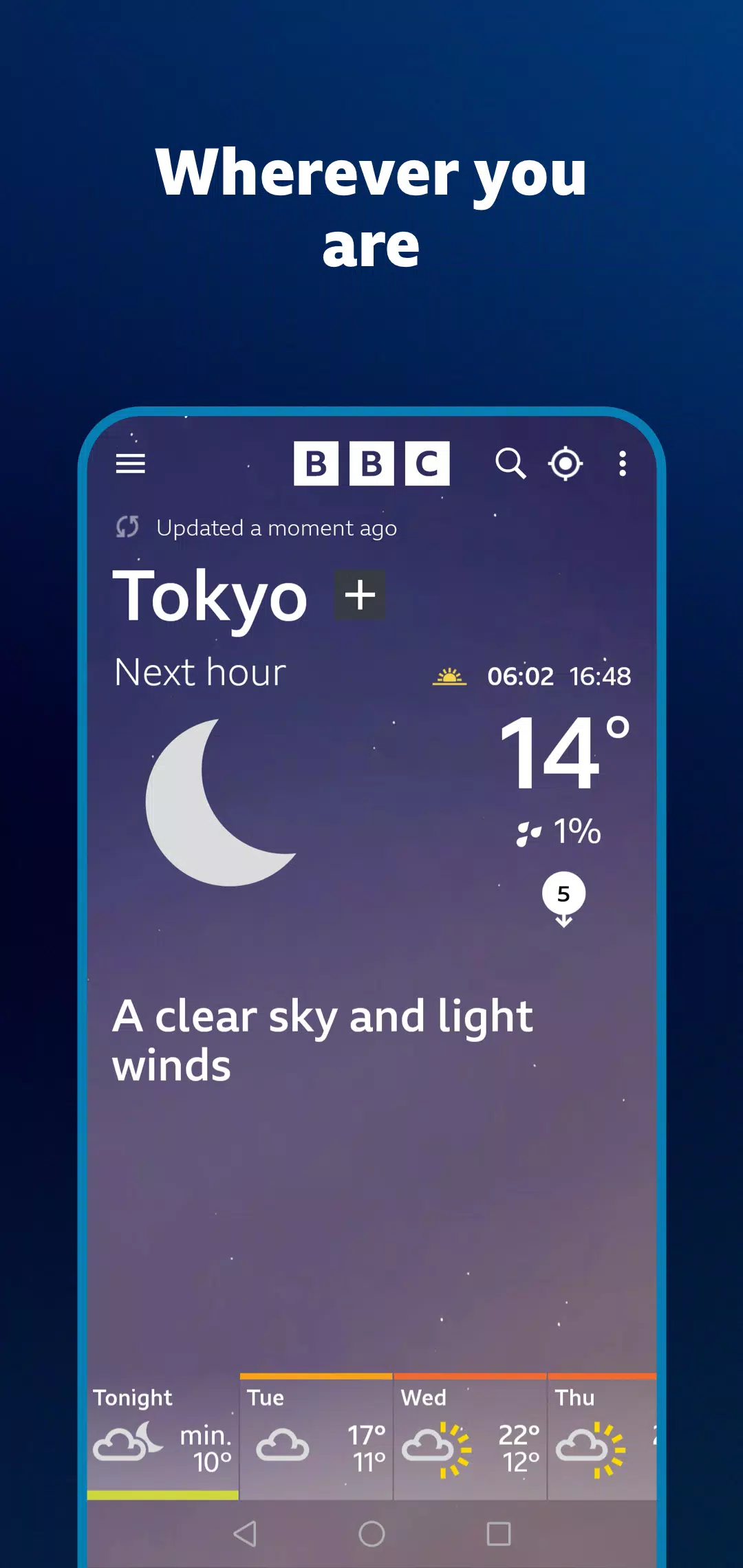 BBC Weather screenshot