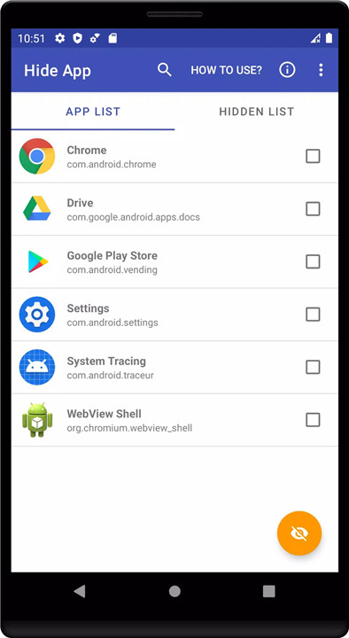 Hide Application screenshot