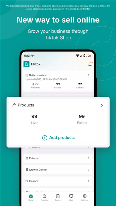 TikTok Shop Seller Center screenshot