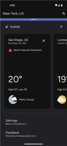 Weather + Forecast screenshot