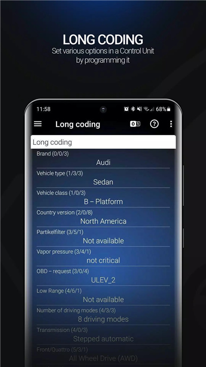 OBDeleven VAG car diagnostics screenshot