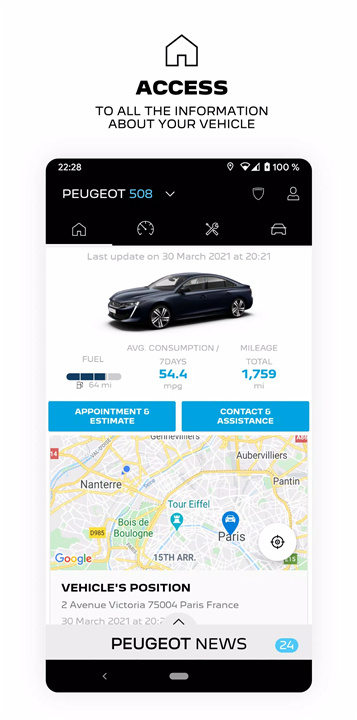 MYPEUGEOT APP screenshot