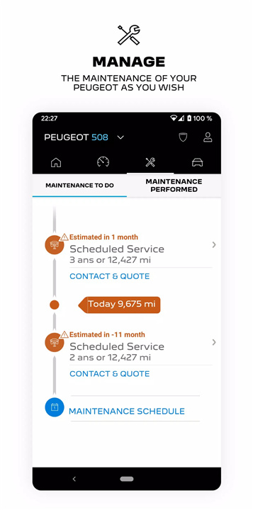 MYPEUGEOT APP screenshot