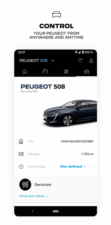 MYPEUGEOT APP screenshot