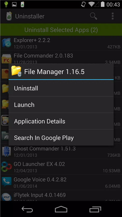 Uninstaller screenshot