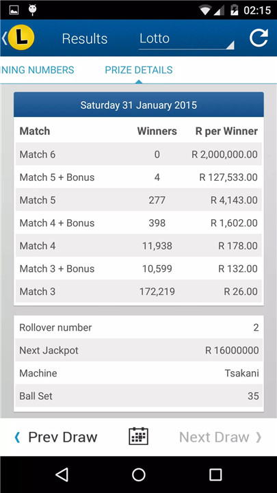 SA Lotto & Powerball Results screenshot