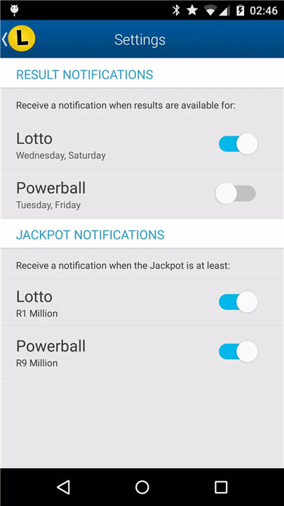 SA Lotto & Powerball Results screenshot