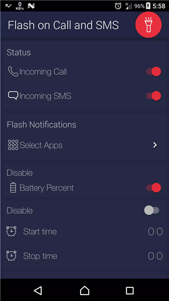 Flash on Call and SMS screenshot