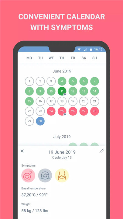 Period tracker Cycle calendar screenshot