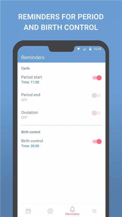 Period tracker Cycle calendar screenshot