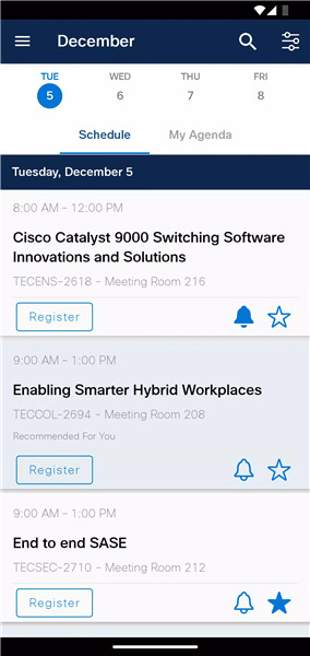 Cisco Events screenshot