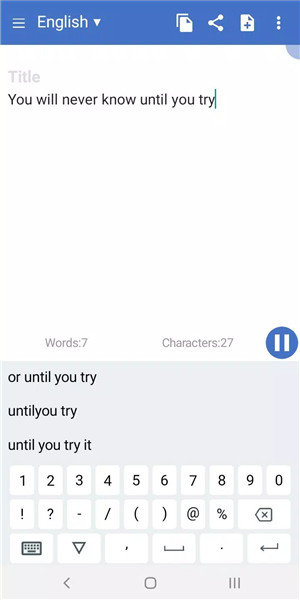 Voice to text screenshot