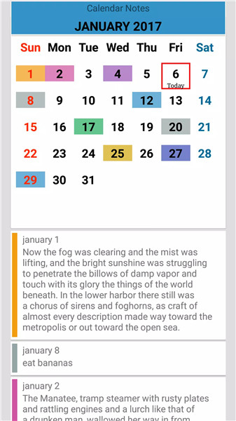 Calendar Notes screenshot