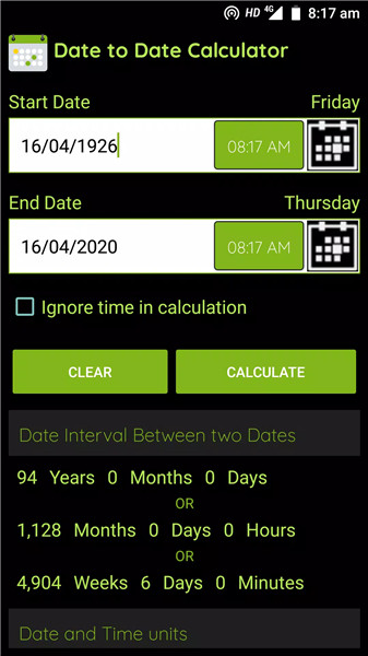 Date Calculator screenshot