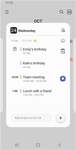 Samsung Calendar screenshot