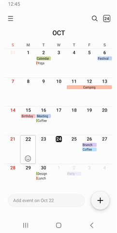 Samsung Calendar screenshot