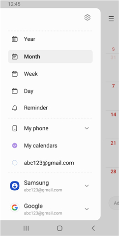 Samsung Calendar screenshot