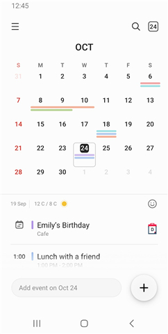 Samsung Calendar screenshot