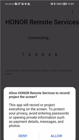 HONOR remote services screenshot