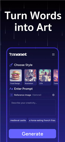 Text to AI Video & Image Monet screenshot