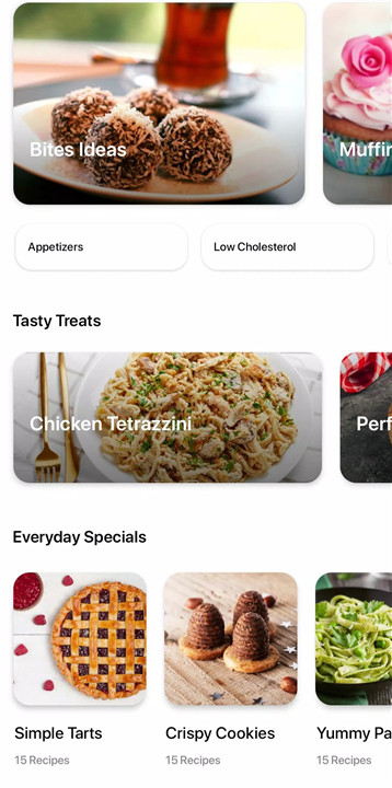 Italian recipes app screenshot