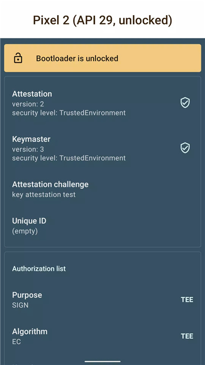 Key Attestation Demo screenshot