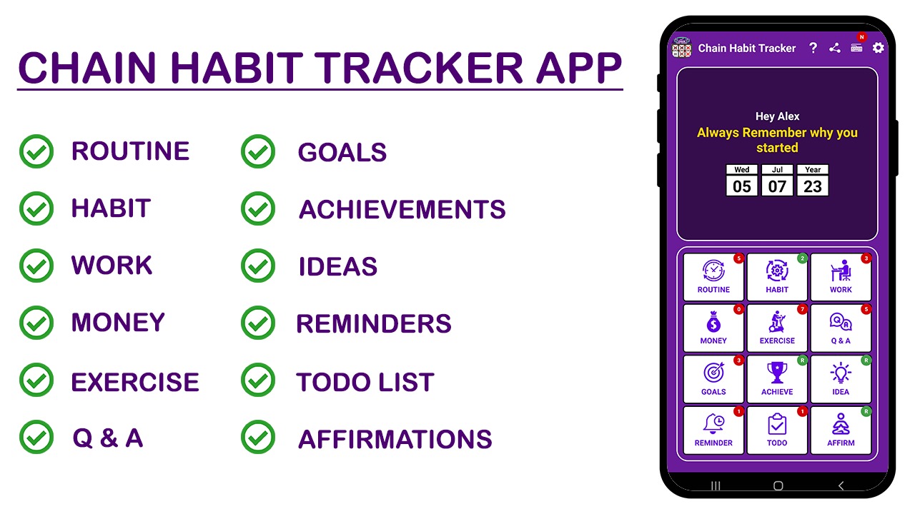 Chain Habit Tracker App 2023 screenshot